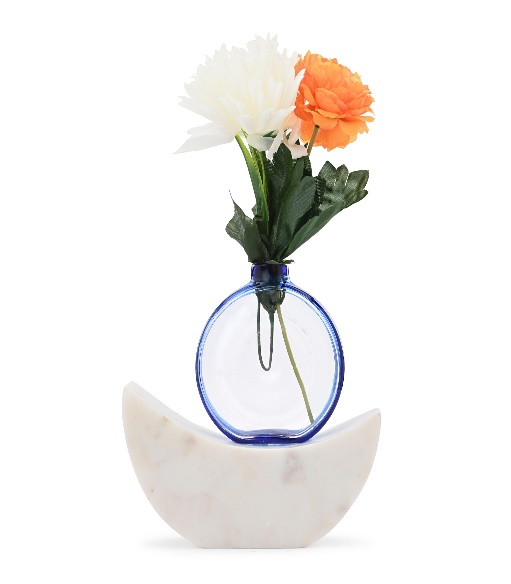 Crystal vase on marble moon